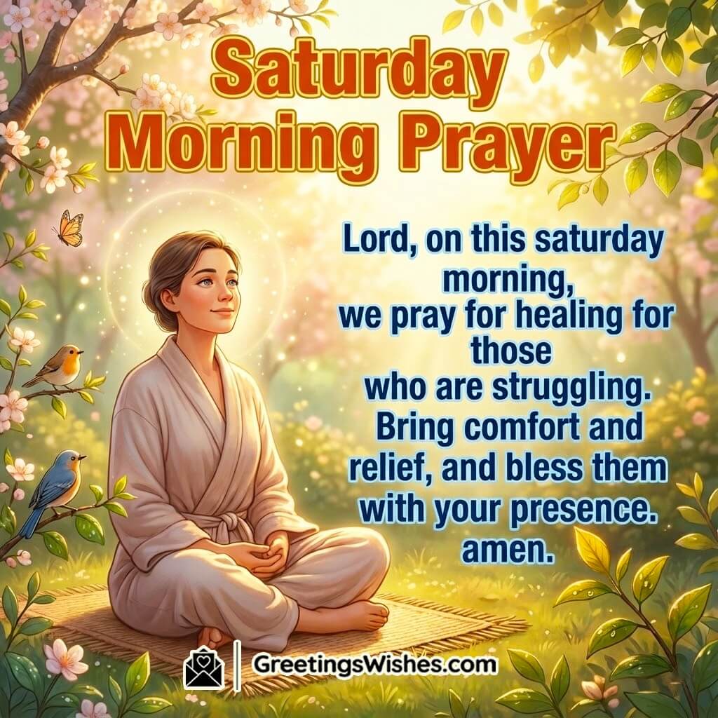 Saturday morning prayer image featuring a peaceful devotional moment in soft light, symbolizing healing, comfort, and divine presence.