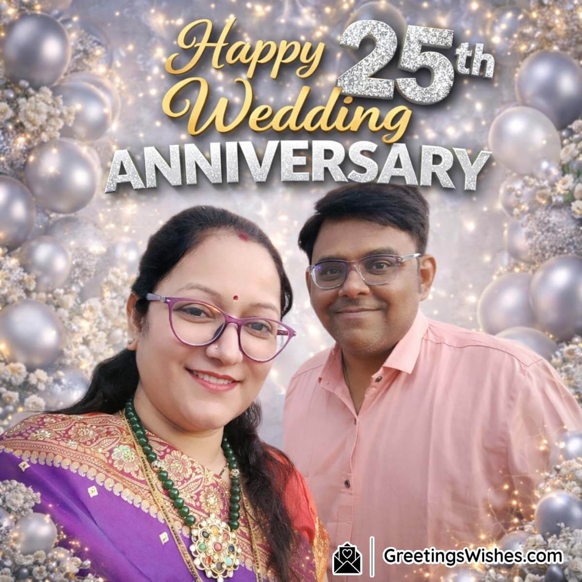 Happy 25th Wedding Anniversary Couple Photo