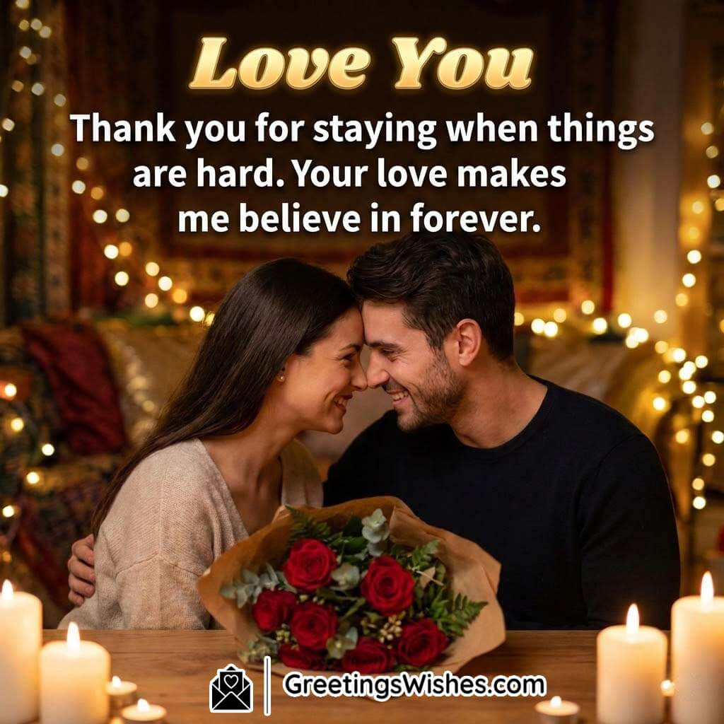 Love You Forever Romantic Lines For Partner featuring a couple sharing an intimate candlelight moment with roses, symbolising commitment, gratitude, and lifelong love.