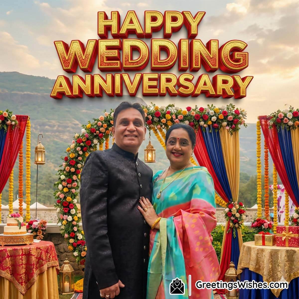 Outdoor Setup Wedding Anniversary Couple Photo