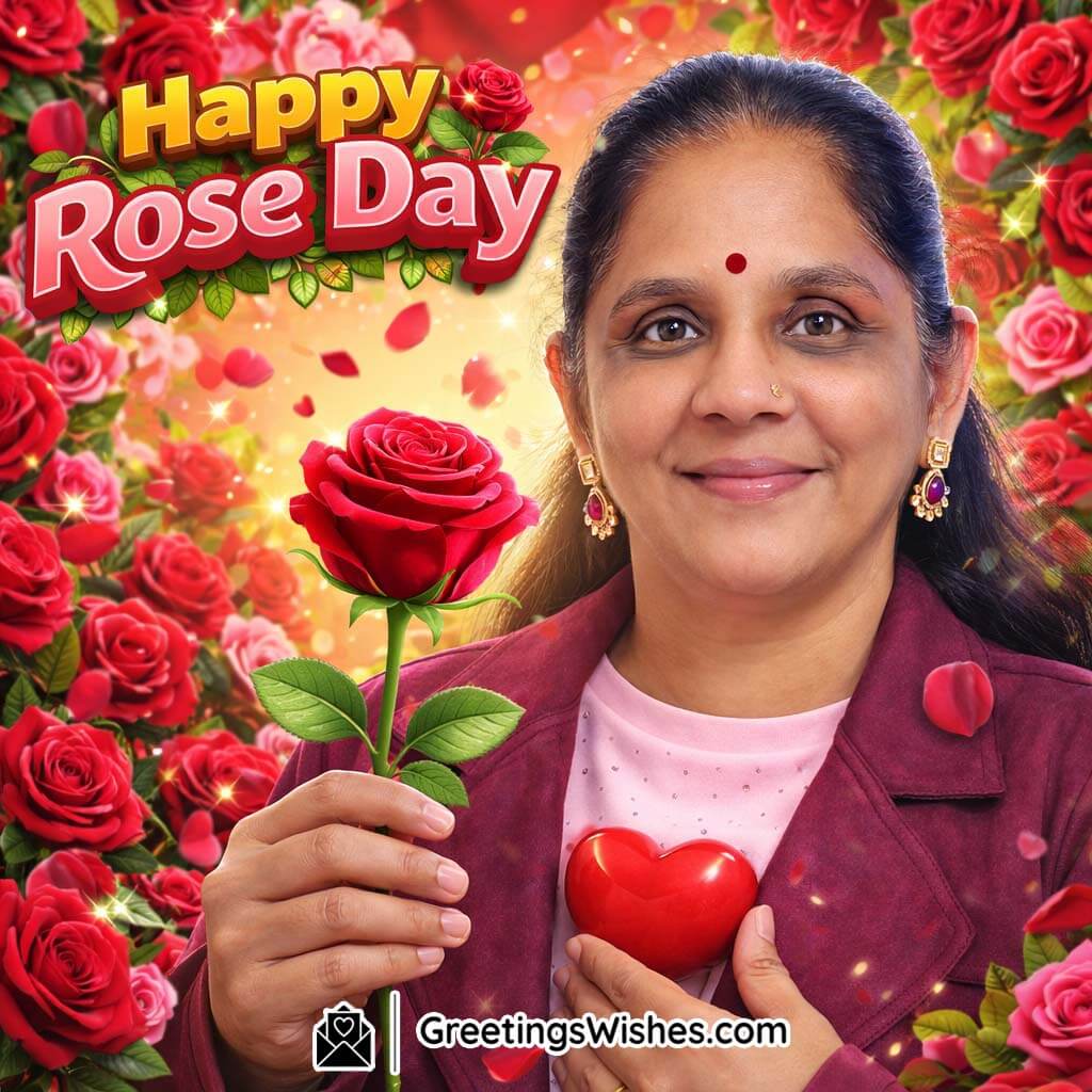 Creative Rose Day Photo Ideas Using Real Photos with a person holding a red rose near the heart, reflecting deep feelings and silent expression of love.