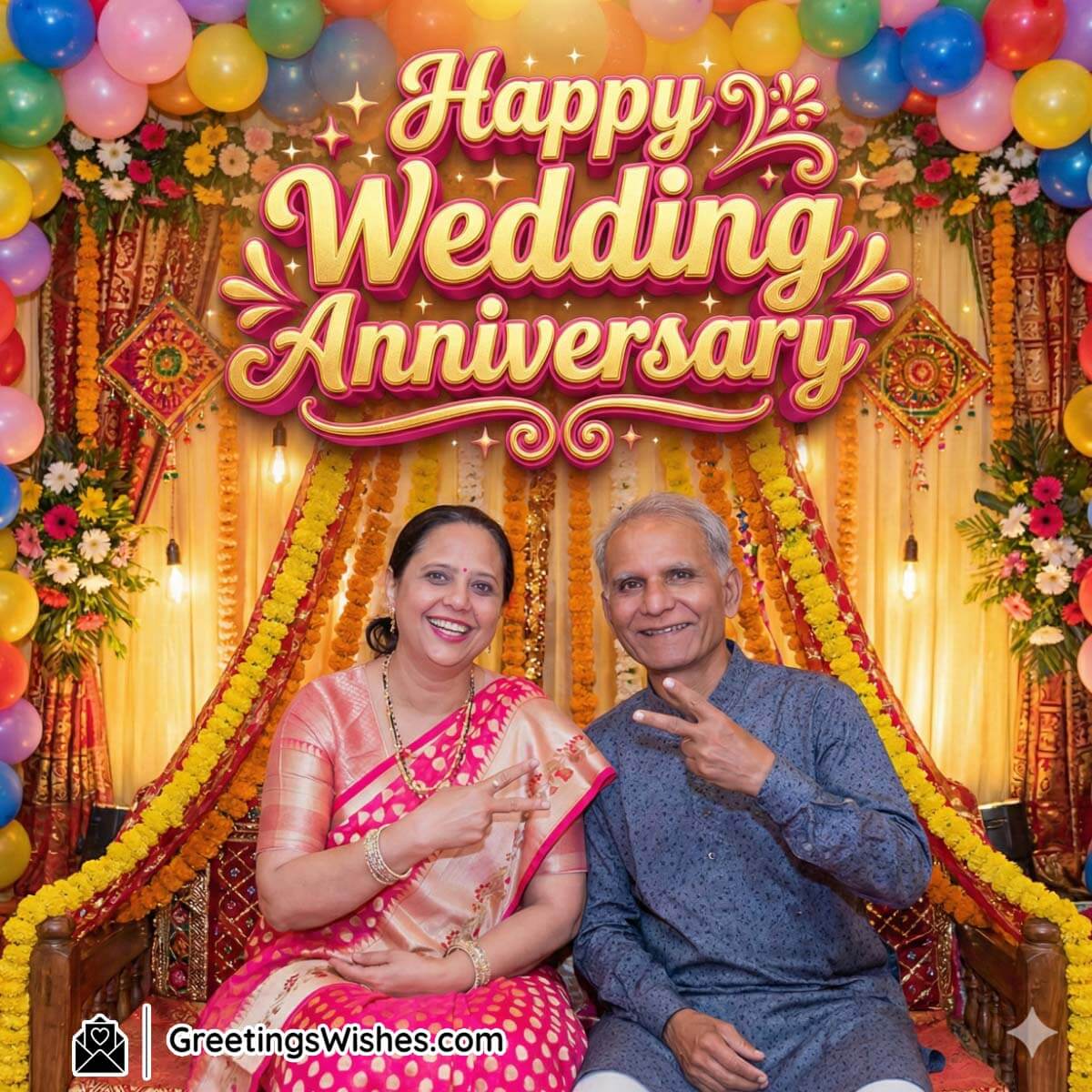 Wedding Anniversary Stage Decoration Couple Photo