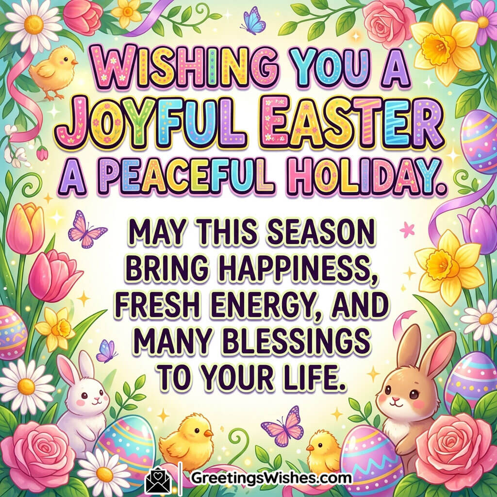 Easter colleagues wishes image featuring flowers, eggs, chicks, and bright cheerful background symbolising positivity, success, and fresh beginnings.