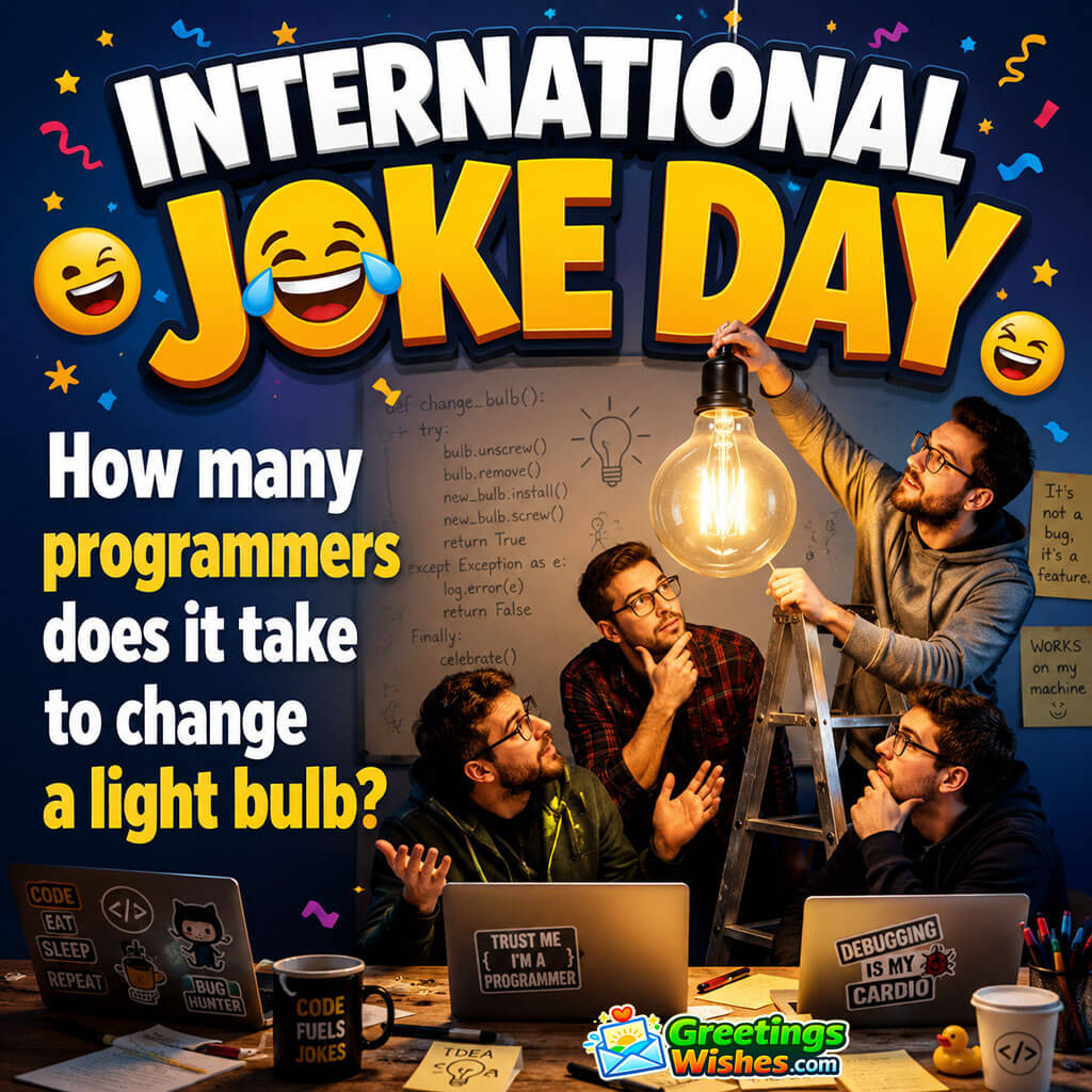 International Joke Day Programmer Light Bulb Joke