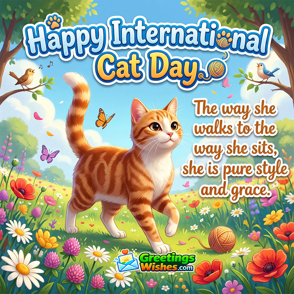 Happy Inspirational Cat Day Creative Slogans