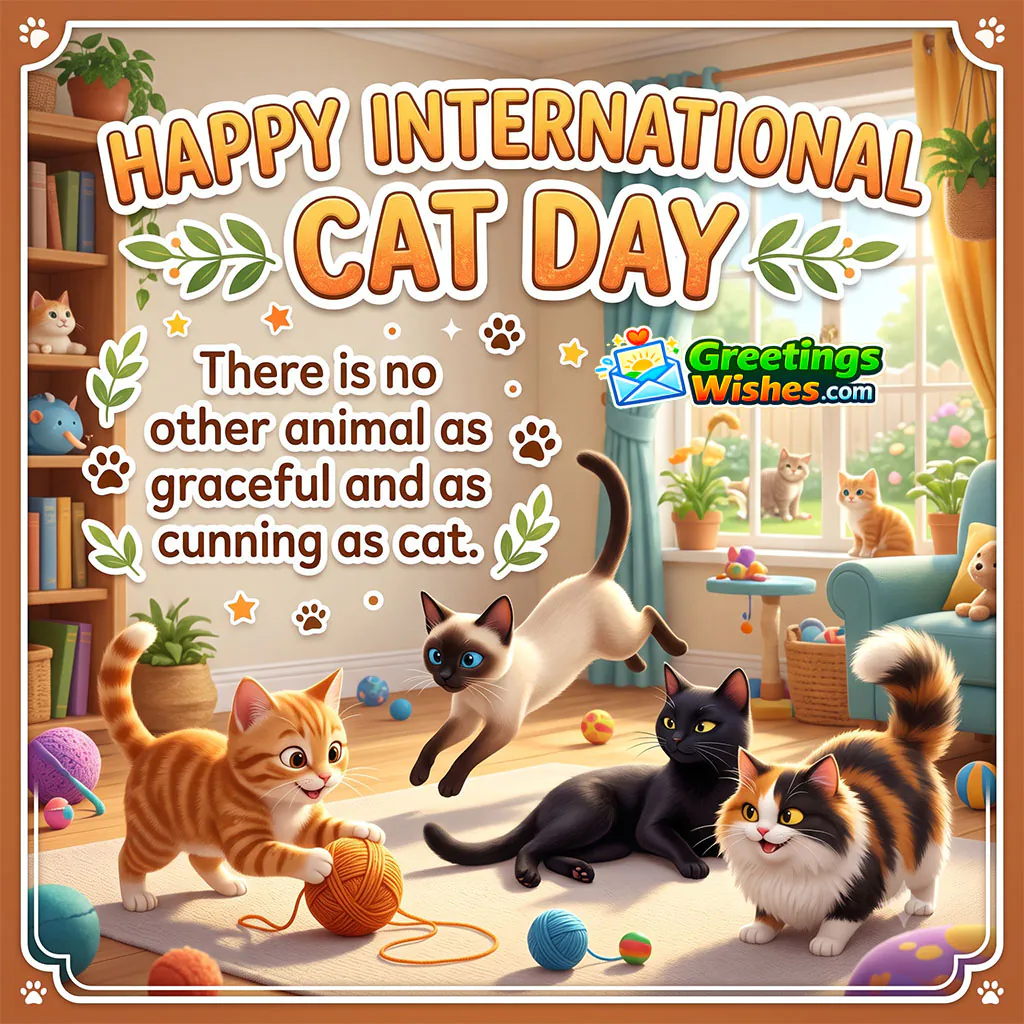 Inspirational Cat Day Creative Slogan