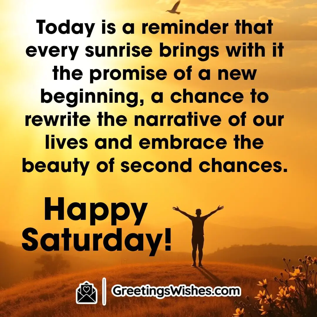 A golden Saturday sunrise over a peaceful landscape, symbolizing new beginnings and second chances.