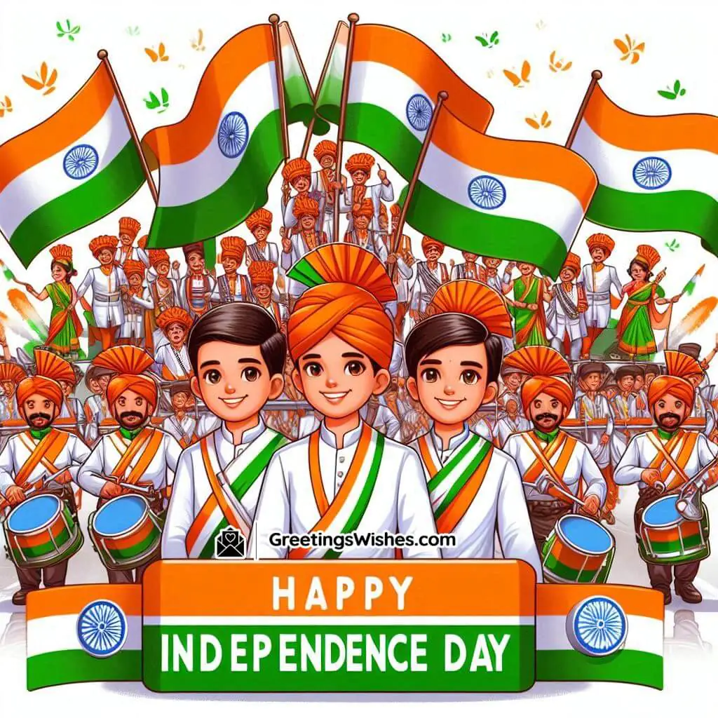 Happy Independence Day Colorful Parade