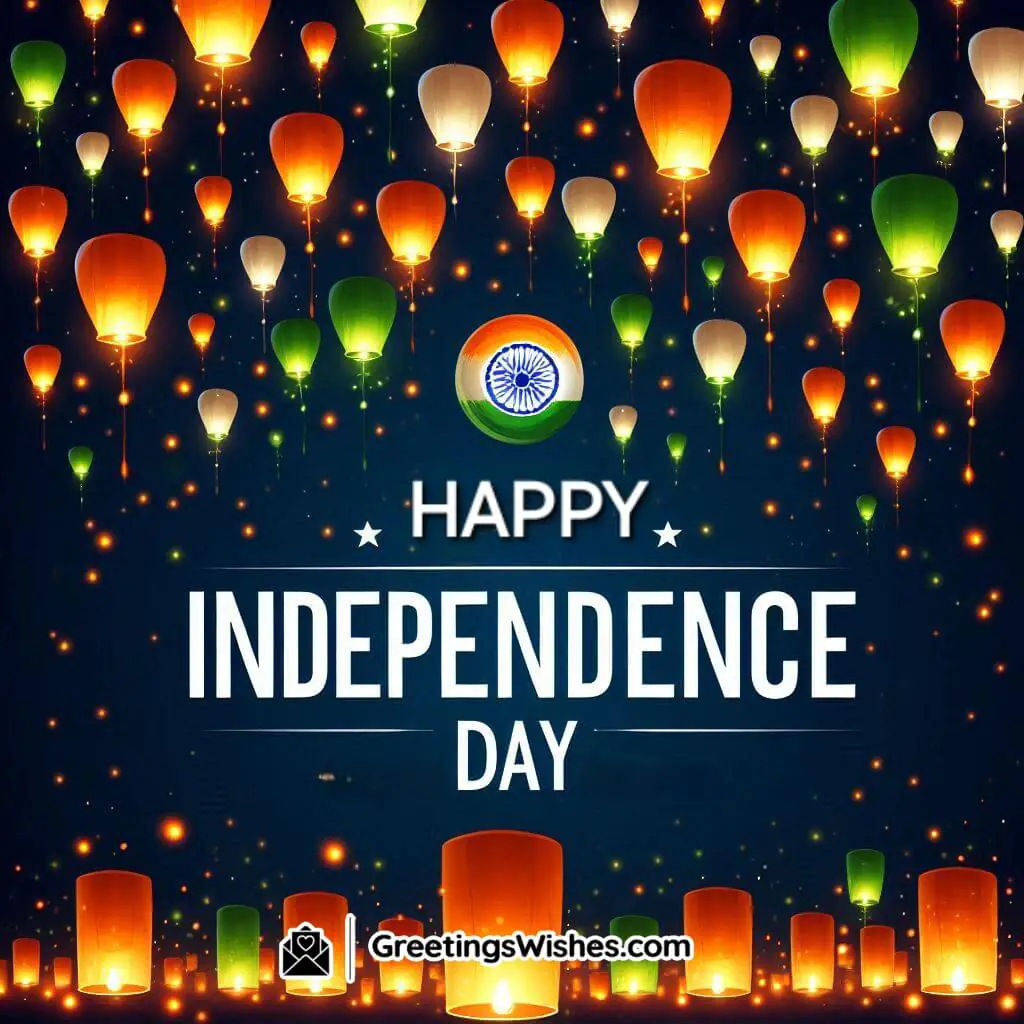 Happy Independence Day Vibrant Lanterns