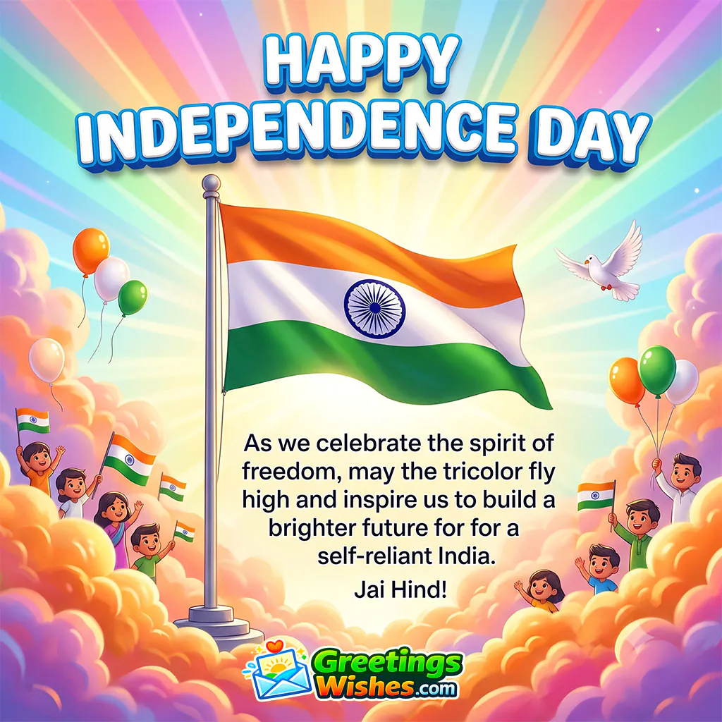 Happy Independence Day Tricolor Fly High Self Reliant