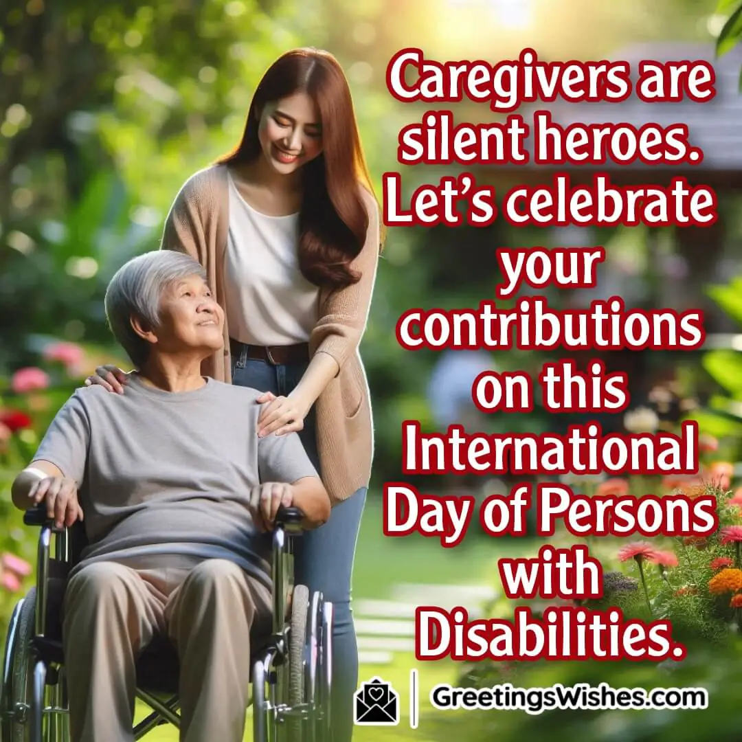 A touching image of a caregiver helping a person in a wheelchair in a garden, with text space provided.