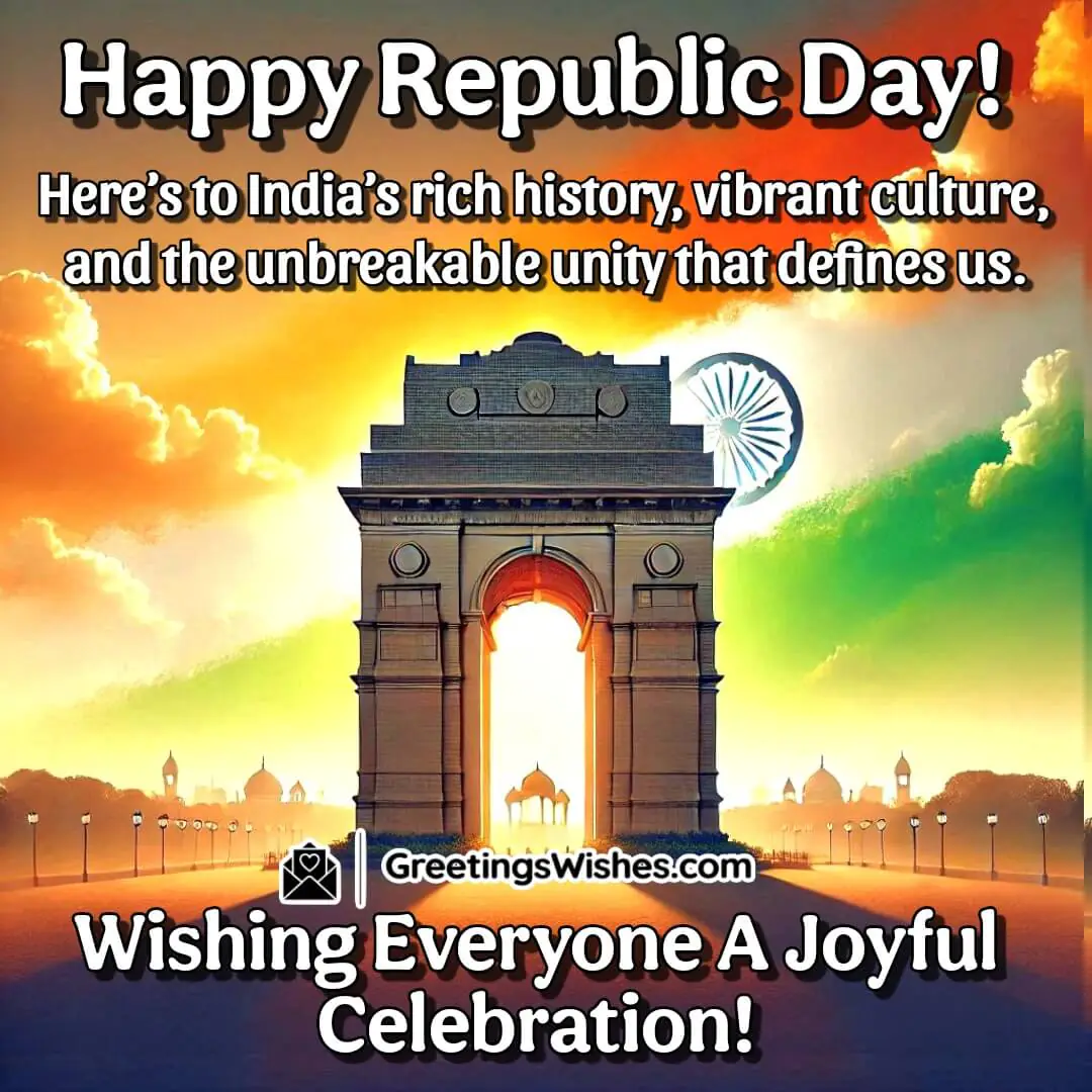 A symbol of India's unity and vibrant culture, highlighted by the India Gate and festive decorations.