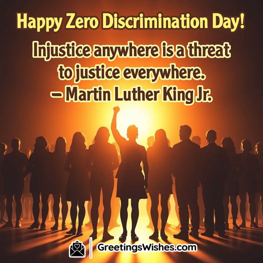 A group of people standing in unity with a glowing light behind them, symbolizing justice, equality, and hope on Zero Discrimination Day.