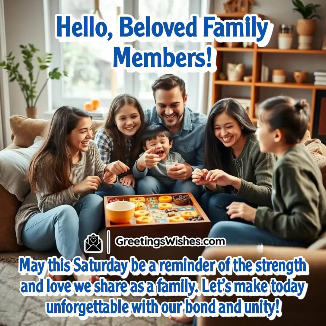 A joyful family spending quality time together, symbolizing love, unity, and a happy Saturday.