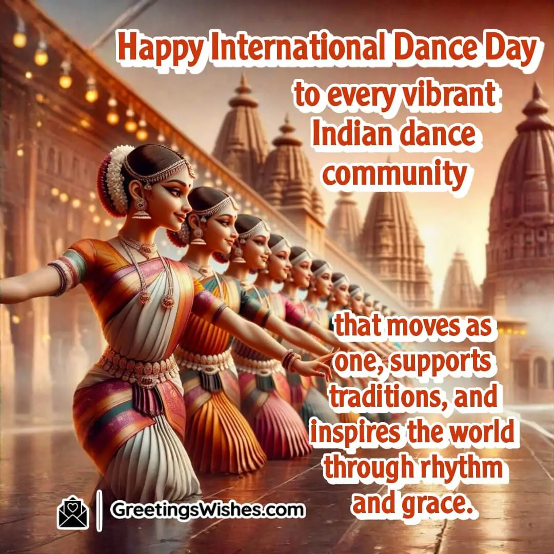 International Dance Day image featuring Indian classical dancers in harmony, symbolizing tradition, unity, and cultural grace.