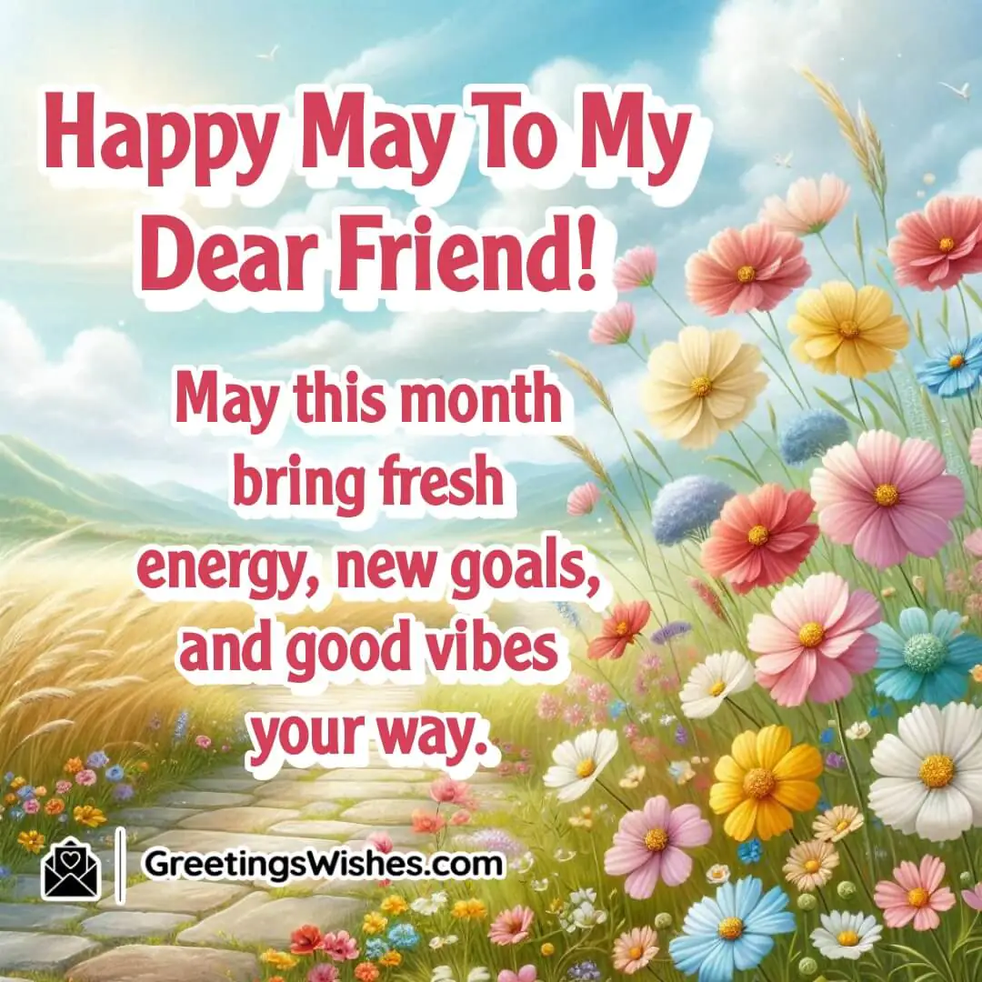 A blooming meadow symbolizing fresh energy, new goals, and vibrant positivity for May.