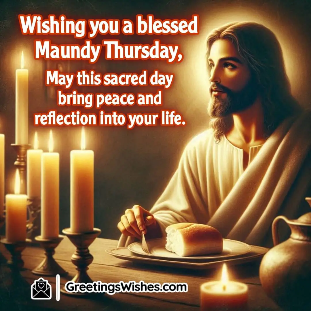Maundy Thursday with an open Bible, bread, cup, and candle in a quiet chapel. Symbolizing peace and sacred reflection.