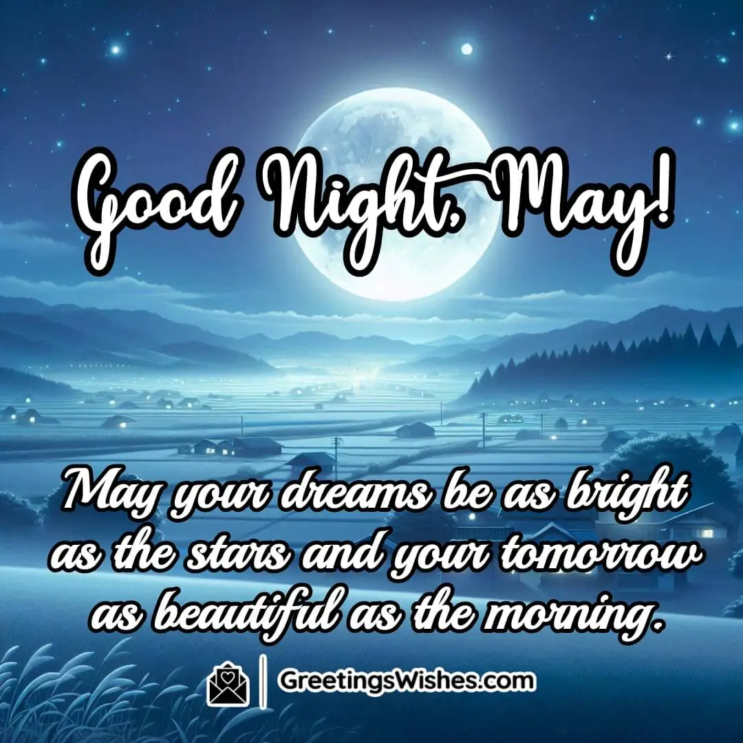 A starlit night representing peaceful dreams and the hope of a beautiful morning in May.