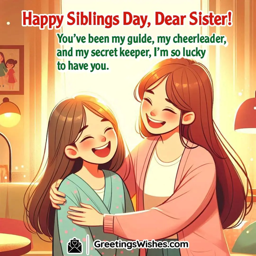 Siblings Day image with two sisters laughing together, symbolizing love, guidance, and sisterly support.