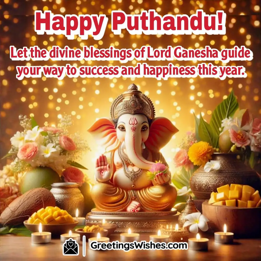 Lord Ganesha blessing for success and happiness during Tamil New Year.