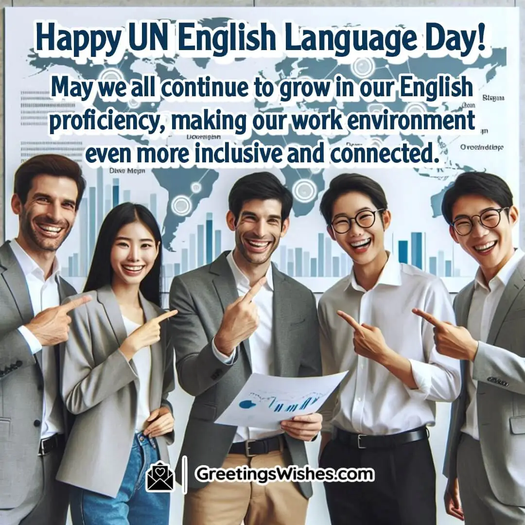UN English Language Day featuring inclusive teamwork in an office, symbolizing growth and connection through shared language.
