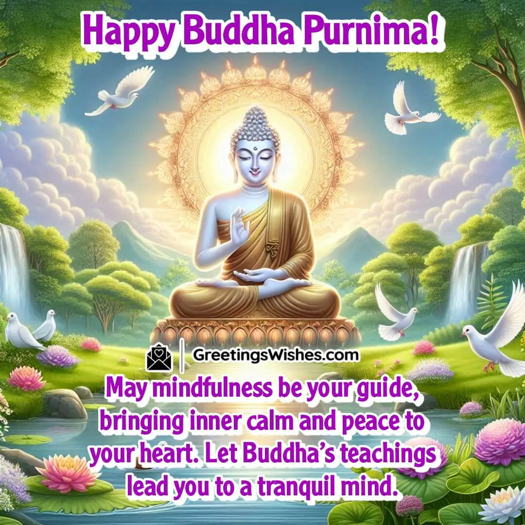 Buddha Purnima image showing a seated Buddha in meditation, symbolizing mindfulness, inner peace, and tranquility.