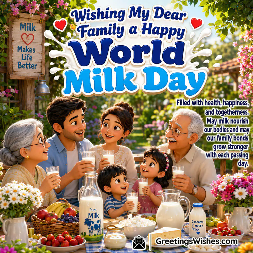 World Milk Day featuring a happy Indian family sharing milk at the breakfast table, symbolizing unity, strength, and the nourishing bond of togetherness.