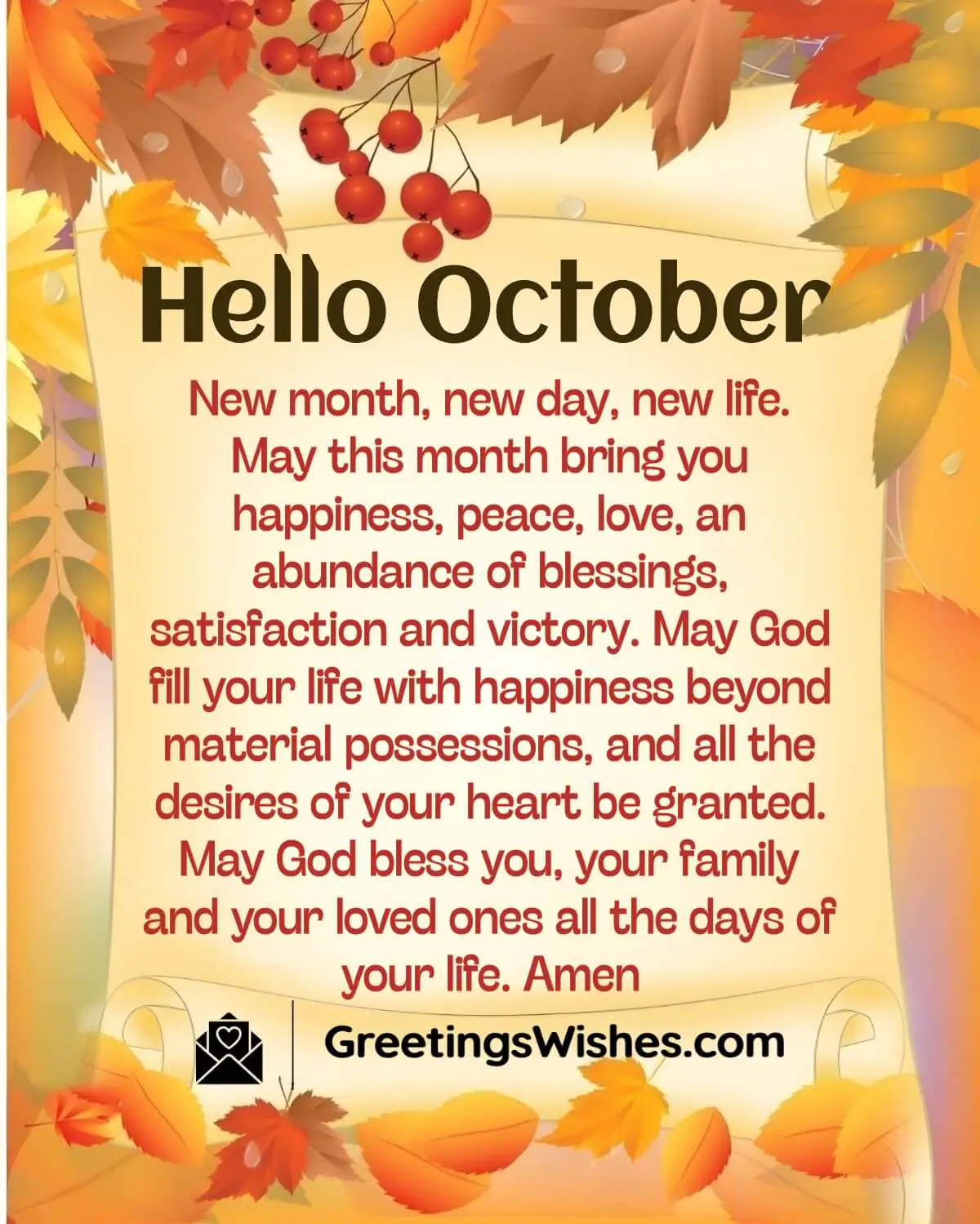 Hello October Blessings Message