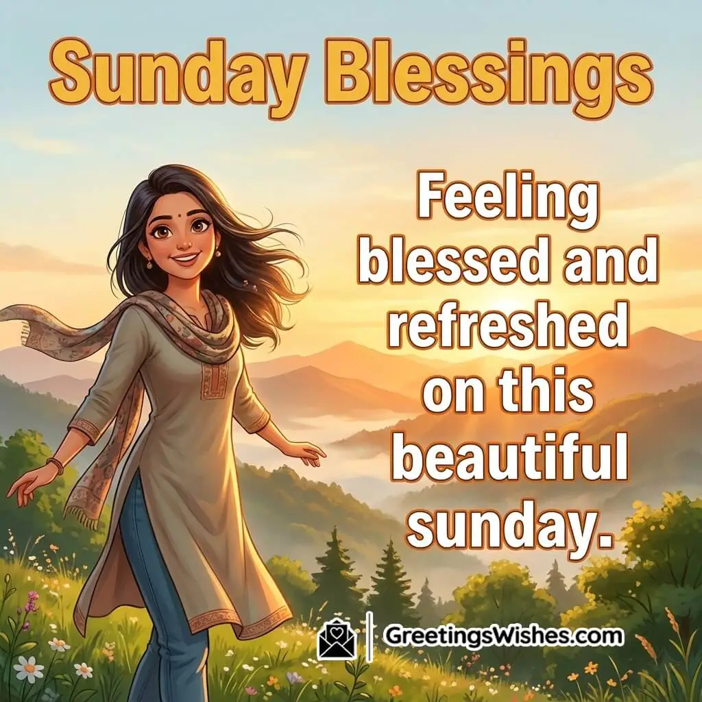Sunday blessing image featuring a sunrise hill viewpoint scene, symbolizing peace, gratitude, and a refreshed heart.