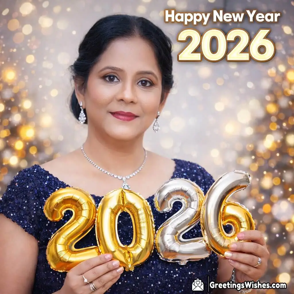 Customised Happy New Year 2026 Balloon Numbers Party Photo