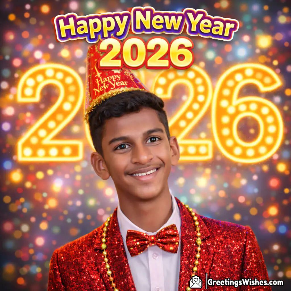 Order Happy New Year 2026 Neon Light Style Photo