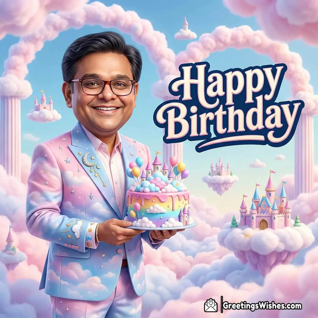 Personalised Cloudscape Birthday Caricature Photo