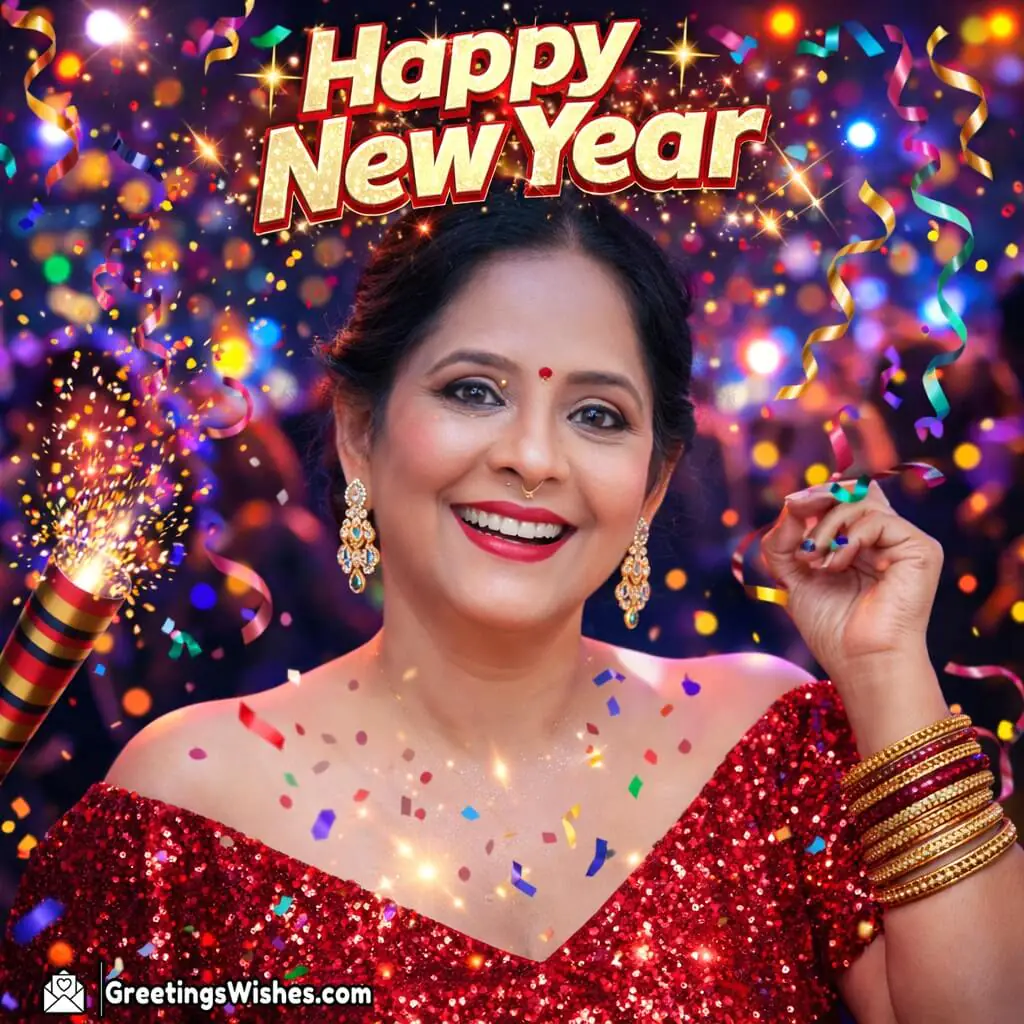 Personalised Happy New Year Candid Confetti Sparkles Photo