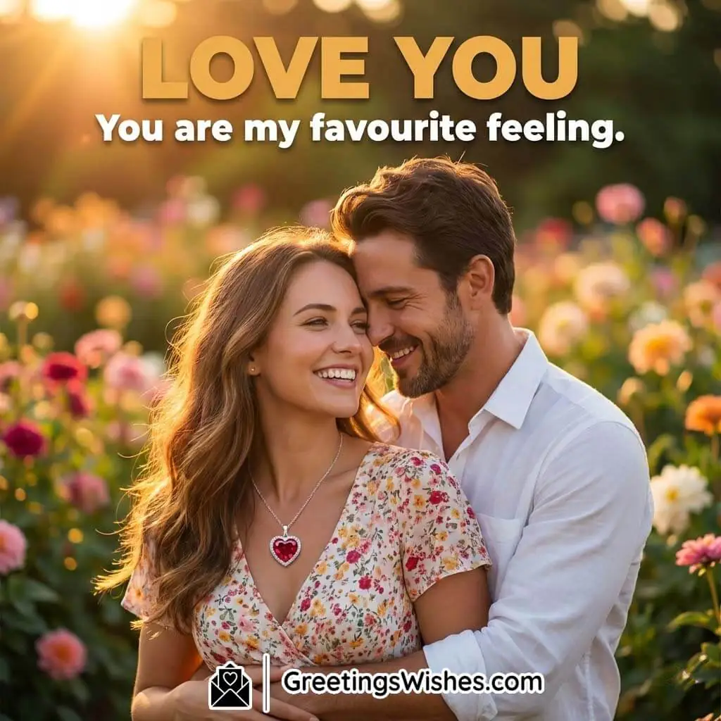 Love You Deep Romantic Lines For True Love showing a couple embracing gently in a flower garden at sunset, symbolising closeness, trust, and lasting romance.
